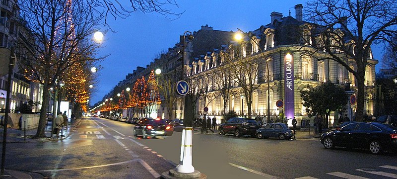 Avenue Montaigne, Paris at twilight