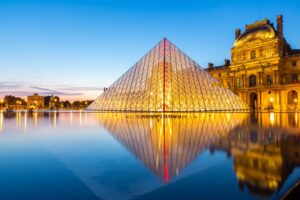 Louvre museum at evening