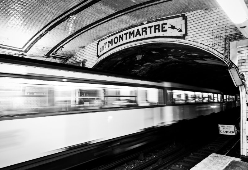 Train passing through underground tunnel