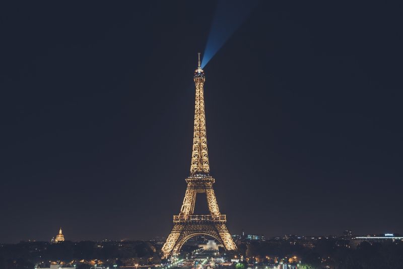 Eiffel Tower with lights at night