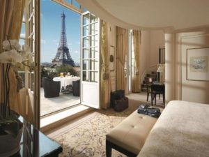 View of Eiffel tower from a luxury room