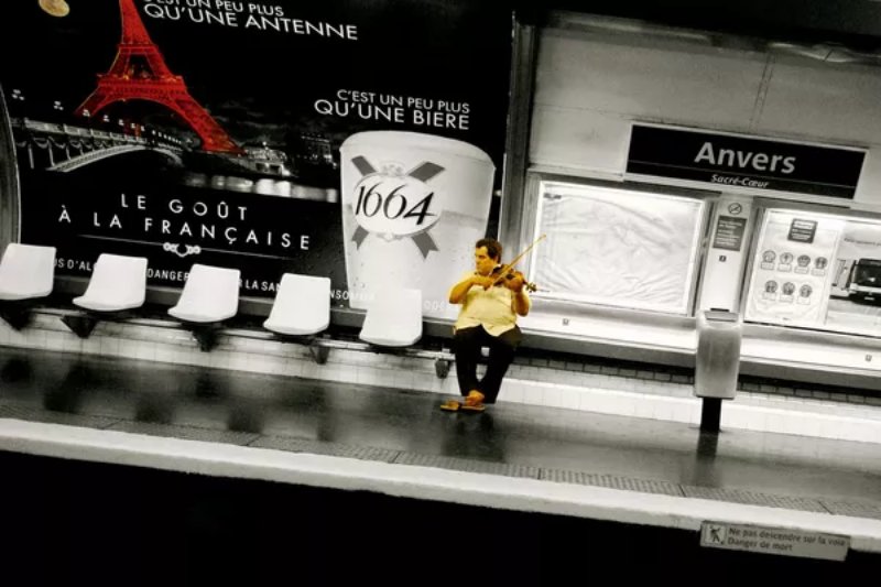 Musician at Anvers Metro Station