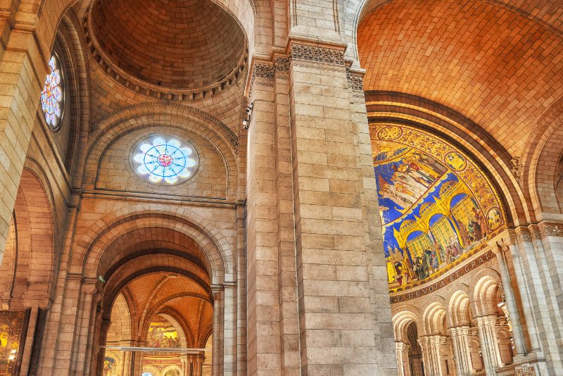 Interior of Roman Catholic church and minor basilica Sacre-Coeur,