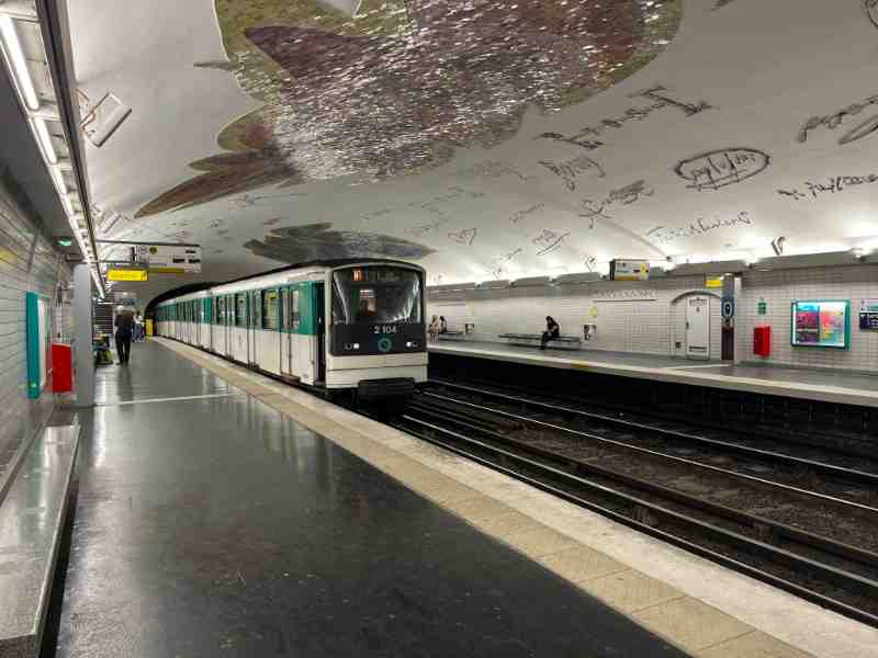 Train arriving at the metro station