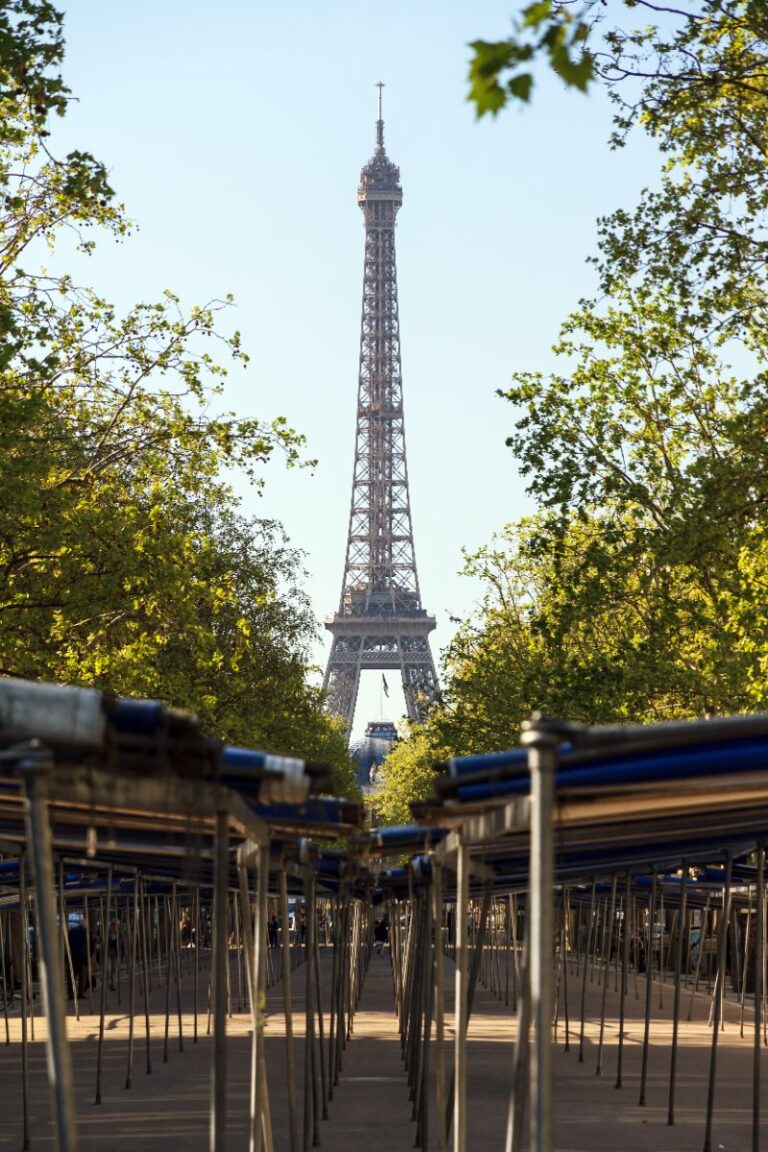 abstract view of the Eiffel tower seen from the Marche Saxe-Breteuil