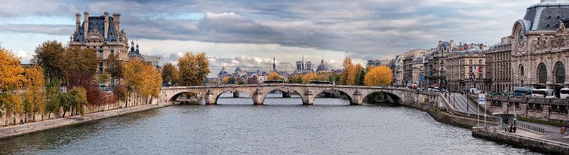 Panorama view of Pont Royal in Paris