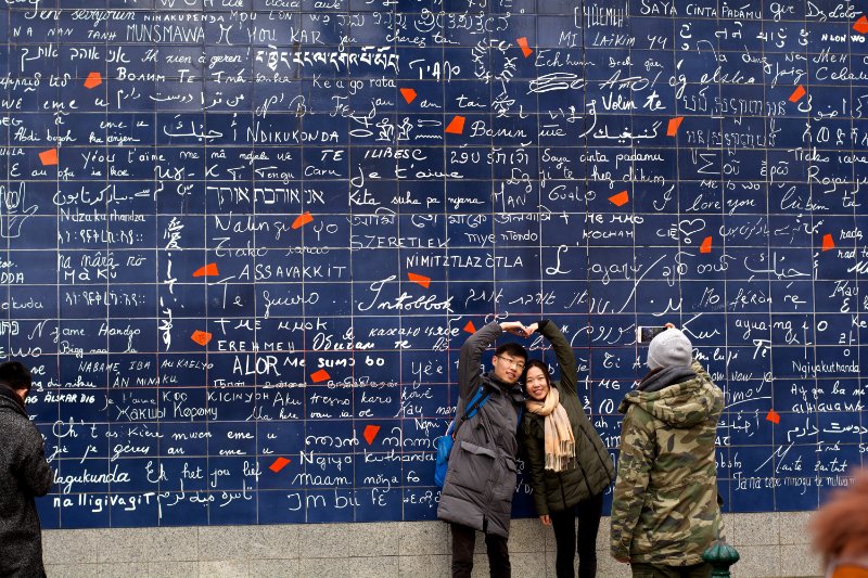 Couple at Wall of Love