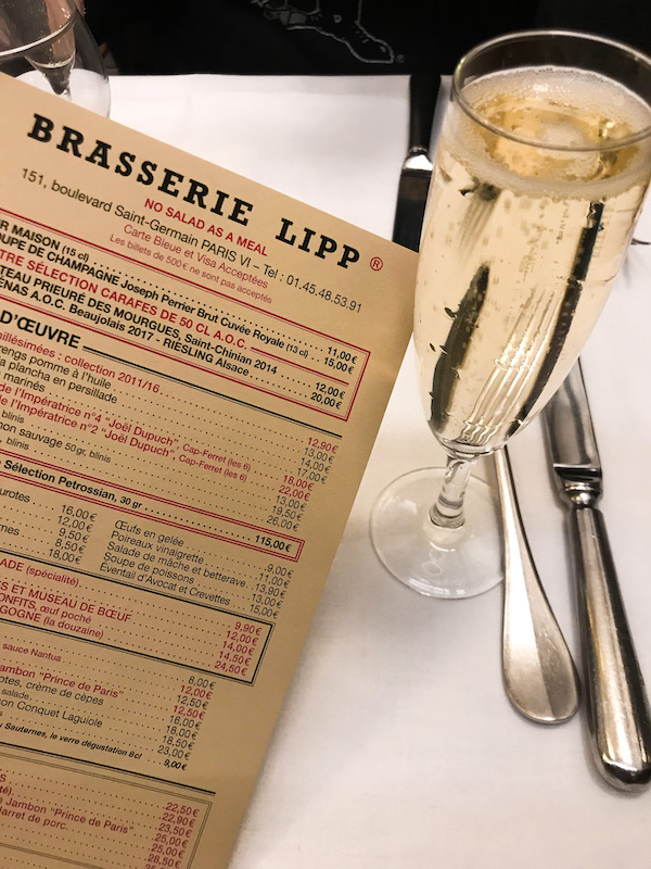 Menu at Brasserie Lipp