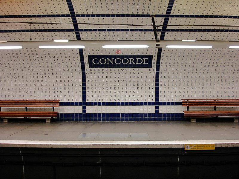 Concorde Station covered in word hunt tiles