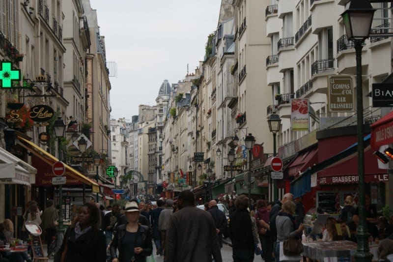 People walking on the street at Rue Montorgueil