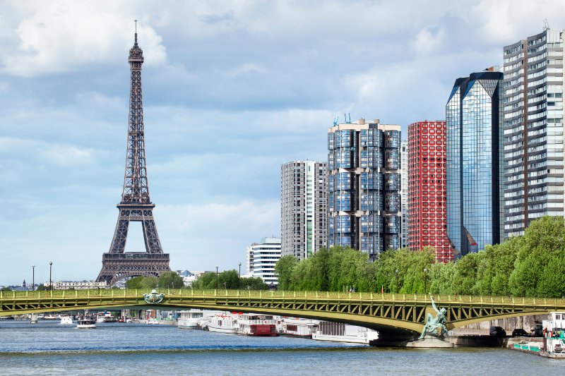 Pont Mirabeau with eiffel tower in the background