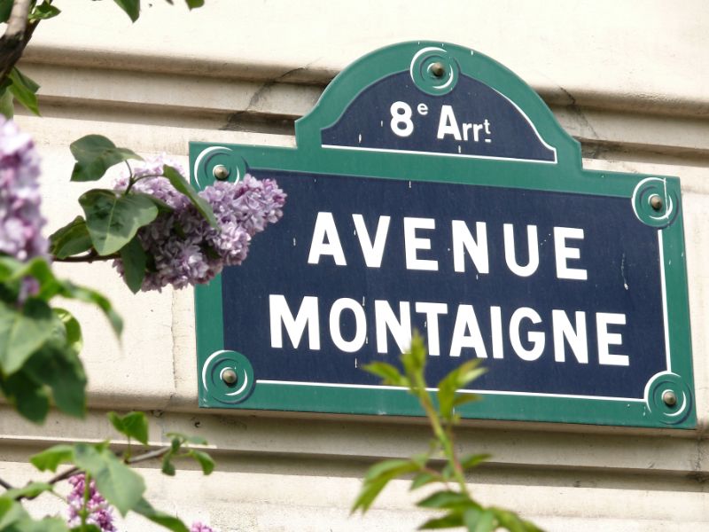 Avenue Montaigne Sign in Paris, France