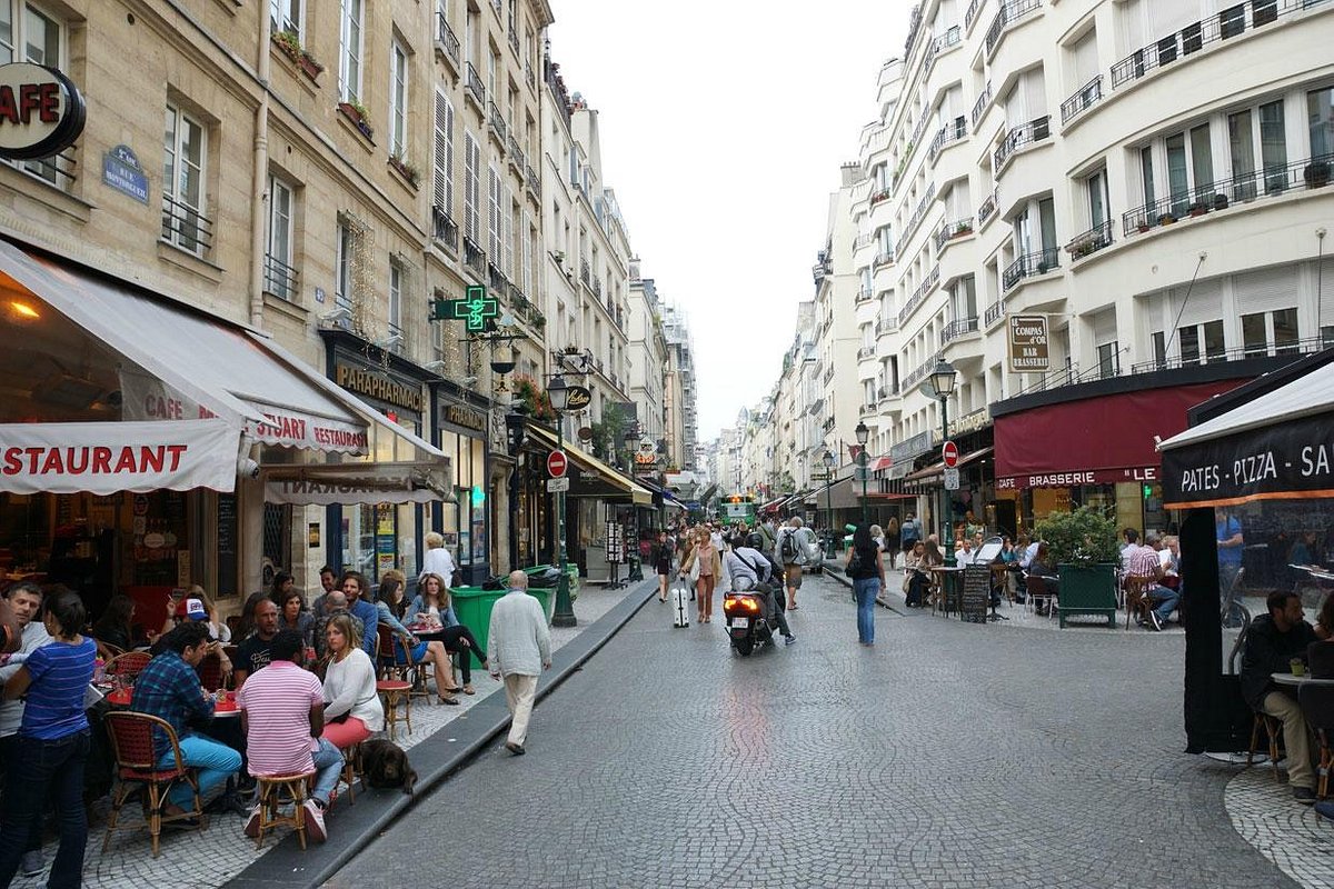 Rue Montorgueil, a historic street in Paris, France, dates back to the 13th century. 