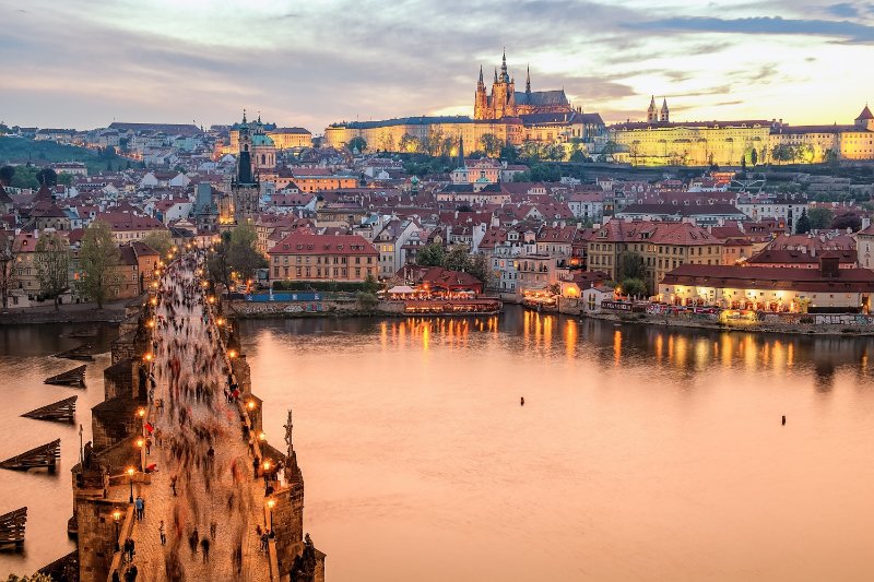 Charles Bridge and Prague Cityscape