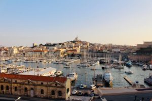 Vieux Port in Marseille Aerial View,