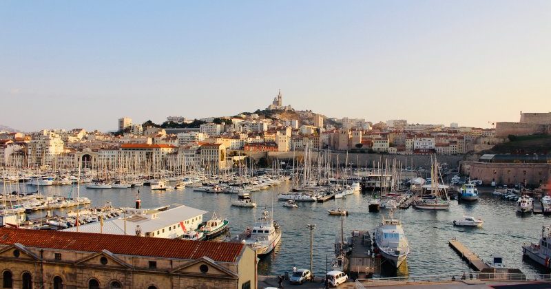 Vieux Port in Marseille Aerial View,