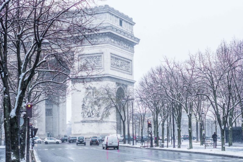 Arc de Triomphe in winter season