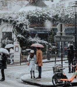 Romantic Couple in Paris in January