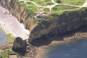 Normandy D-Day Landing Beaches Guided Tour from Paris features an aerial view