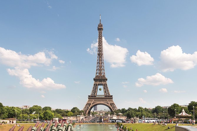 Private Paris city tour & cruise with Minivan view of the Eiffel Tower.