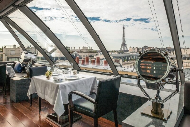 View of Eiffel Tower from L'Oiseau Blanc, Paris