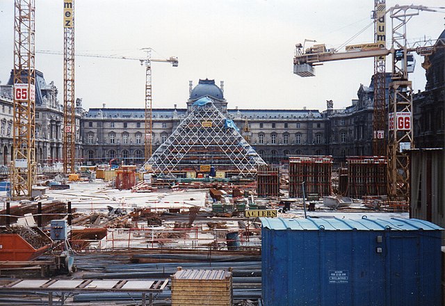 Louvre Pyramid under construction