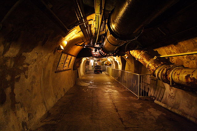 Pipes run inside the Paris Sewer Museum