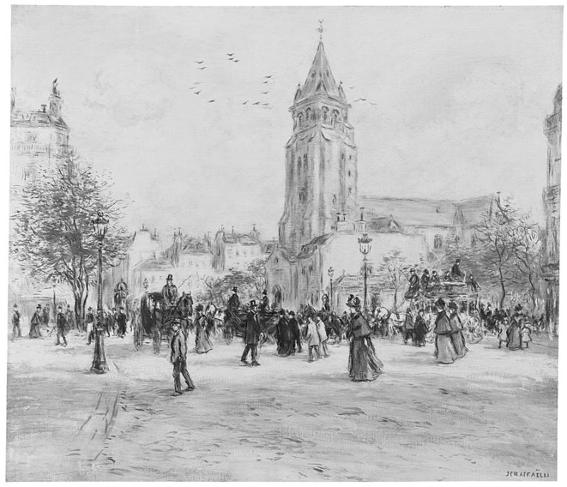 Old painting of Place Saint Germain