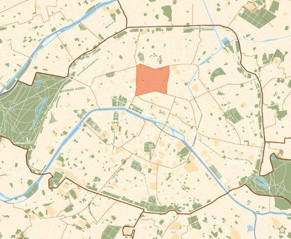 Paris circular shape on map