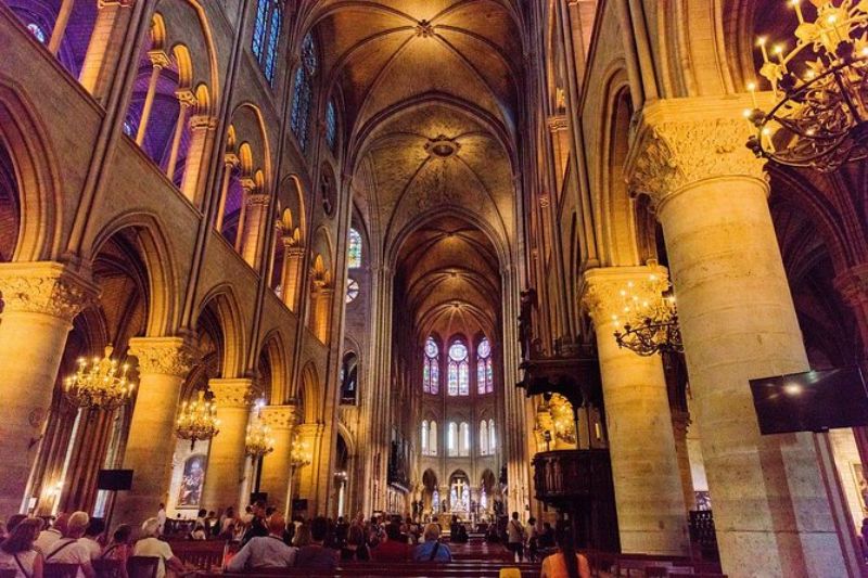 An interior look at a Cathedral in Paris