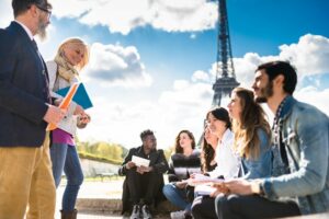 Tourist on a Paris Eiffel Tower tour