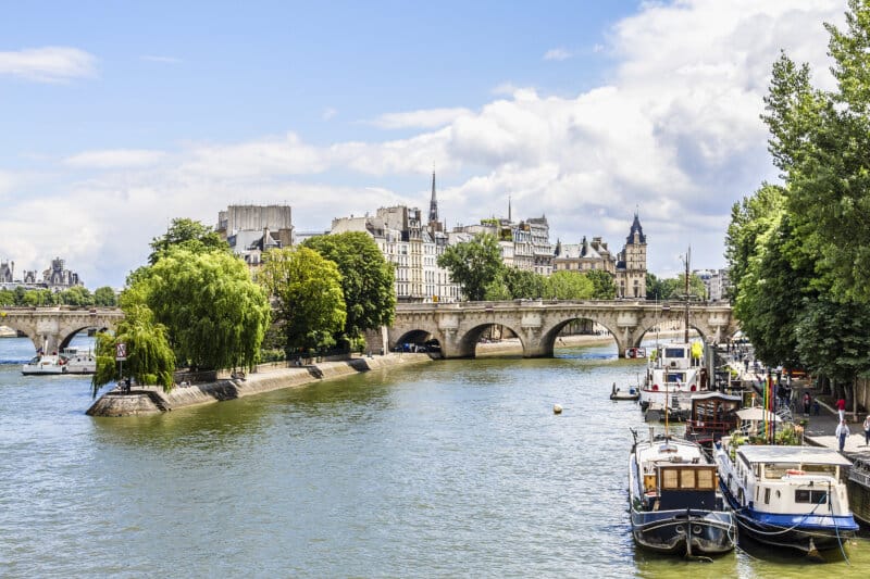 View of Seine River and famous Cite Island. Paris, France, Europe.
