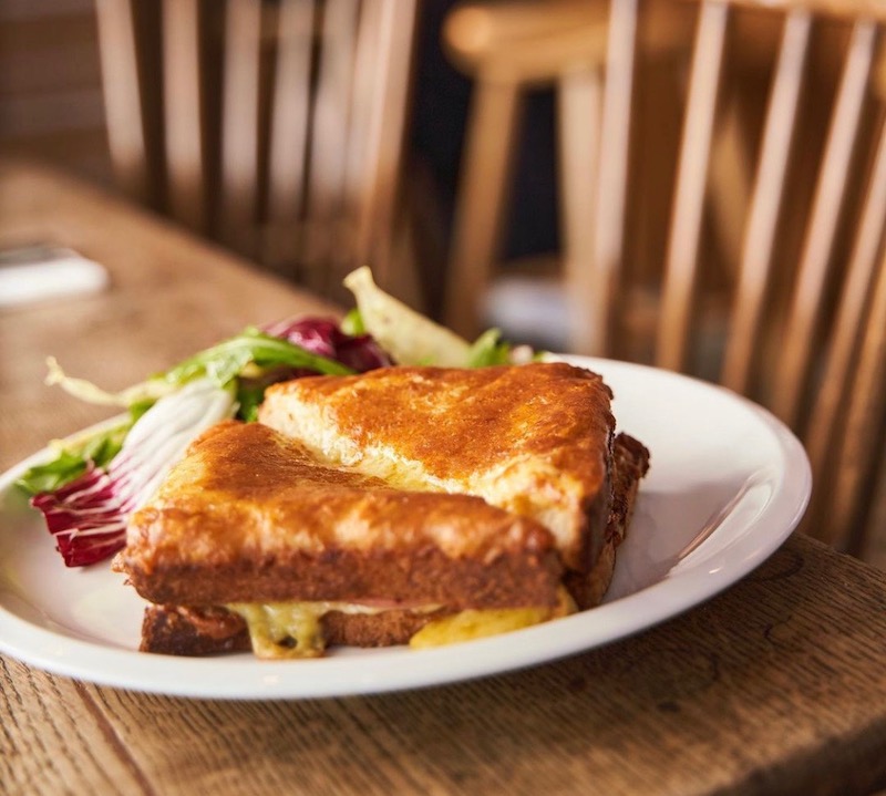 croque monsieur with side salad from TRAM, Paris