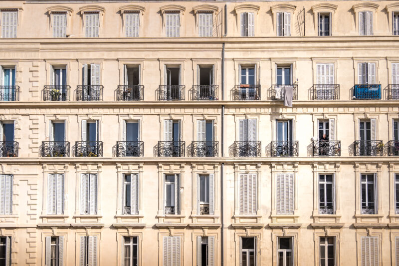 Facade of the Art Deco Marseille building