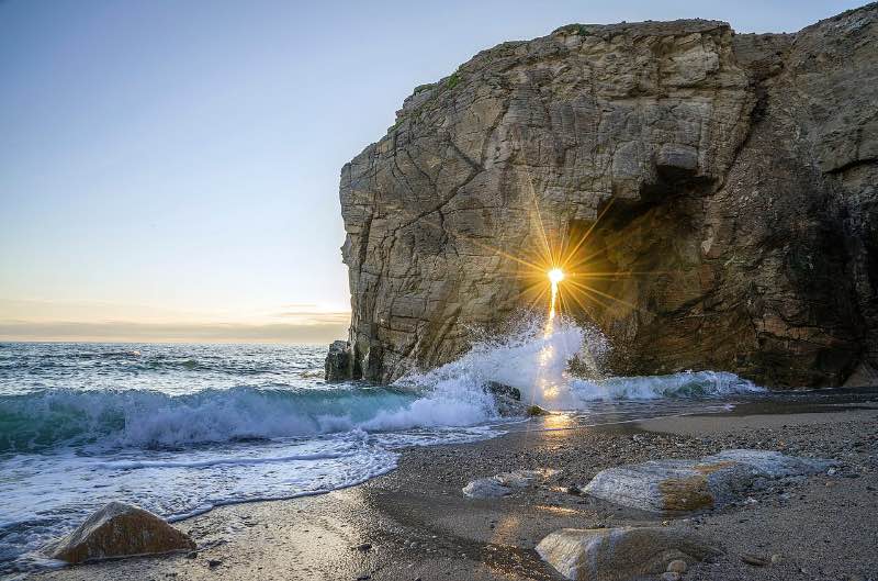 rock formation at the beach in Brittany, France