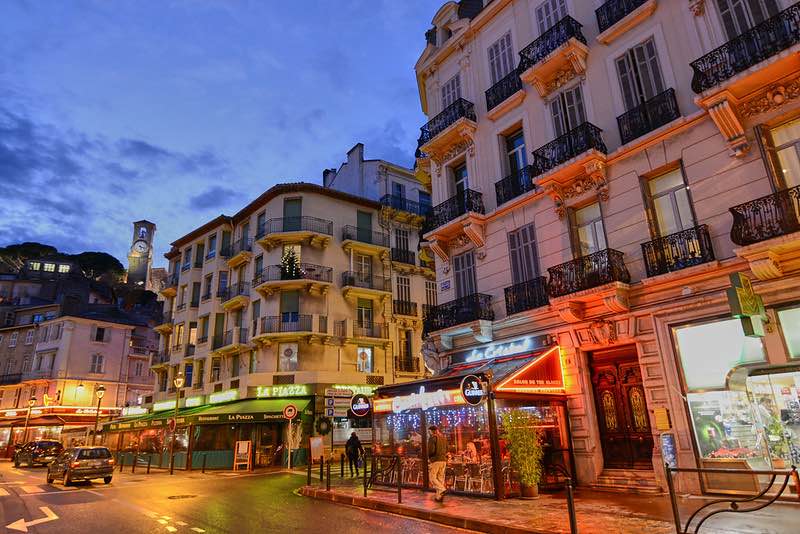 Cannes France Old Town at night