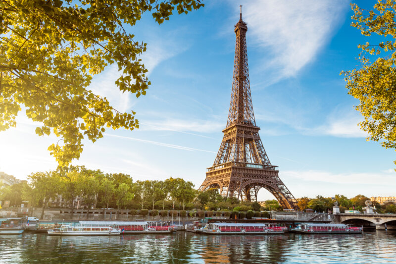 Boats at Seine River along the Eiffel Tower