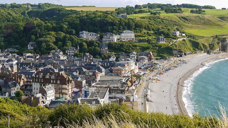 panoramic view of Étretat, Normandy, France