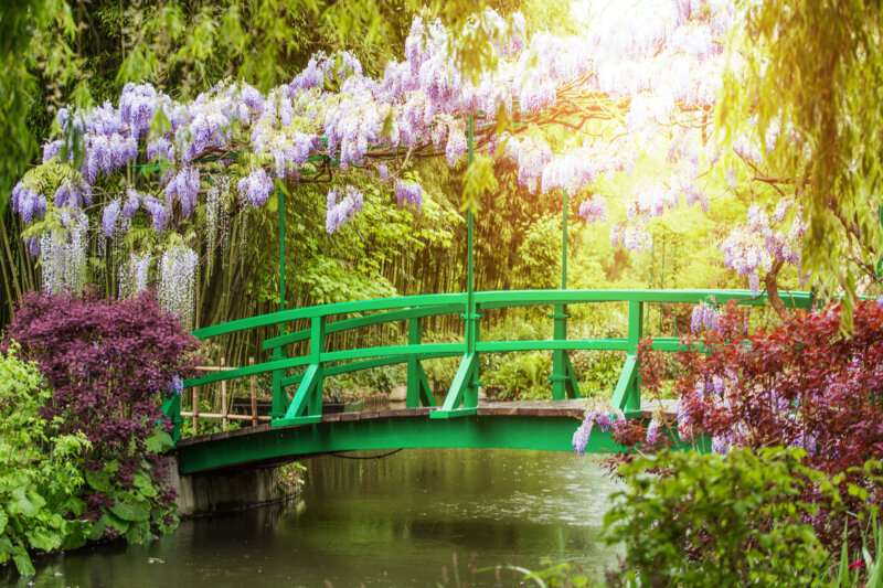 green bridge at the giverny garden france