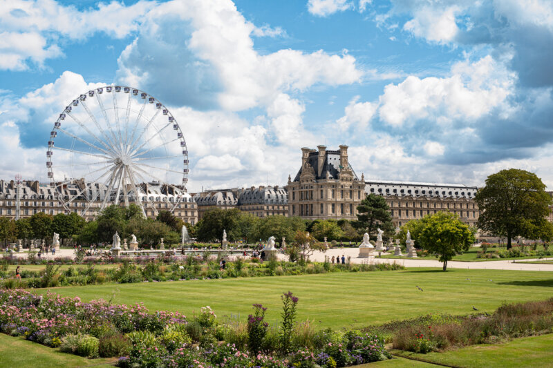 Jardin des Tuileries with Ferris Wheel next to Louvre Museum