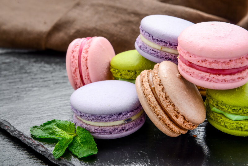 Stack of macarons French cookie