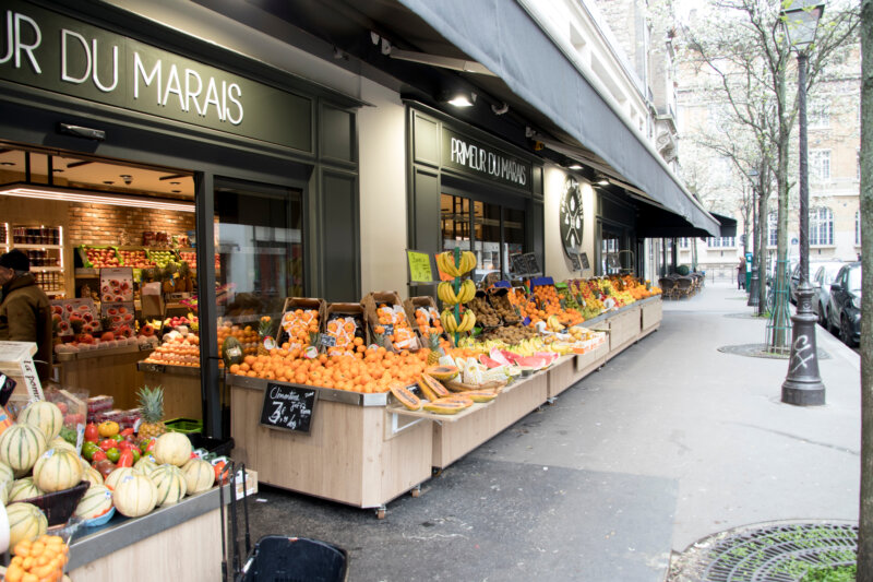 Shop exterior with name and Primeur Du Marais logo