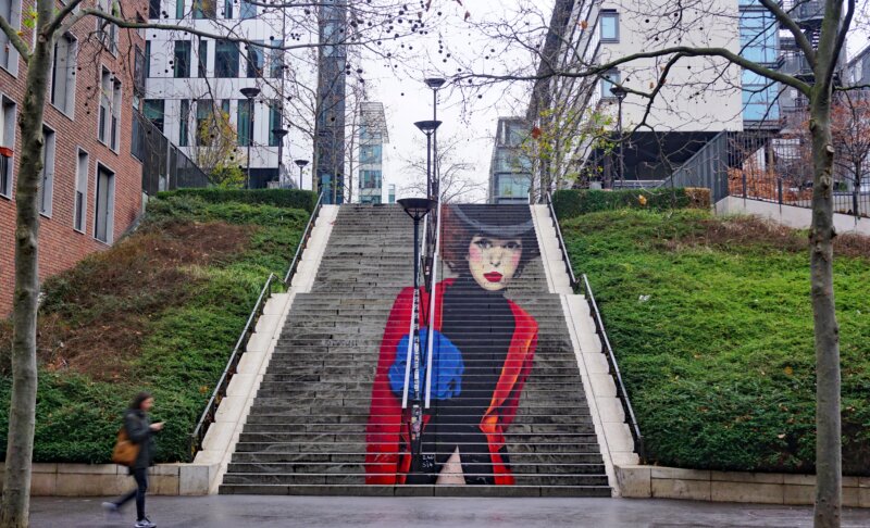 street art painting on the stairs in paris