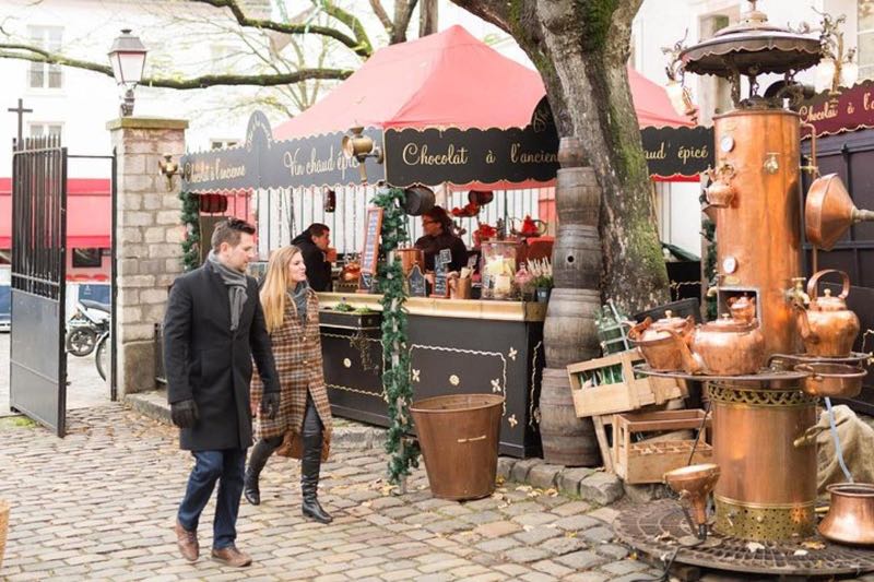 a couple exploring the food and vintage stalls