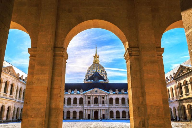 a panoramic photo of the Dome of Les Invalides