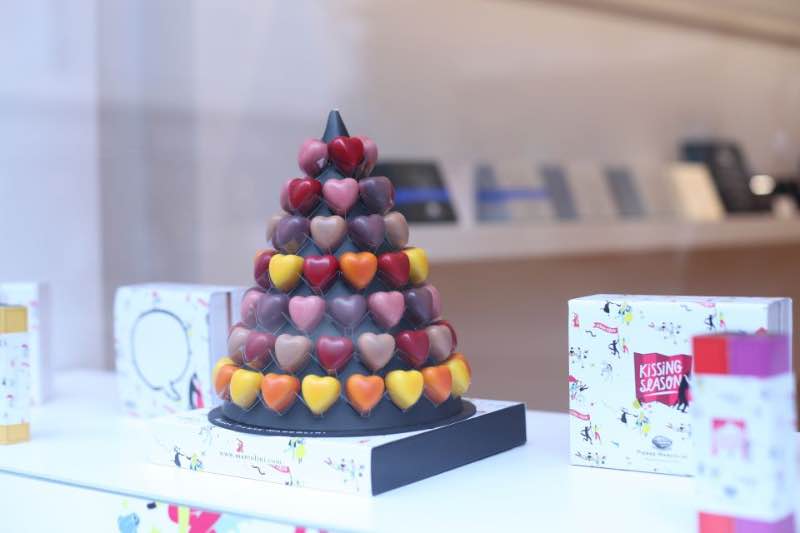 heart chocolates on display