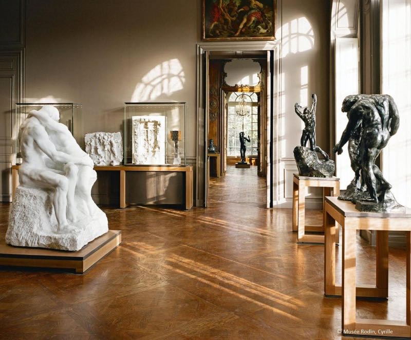interior look of the Rodin Museum and some art displays
