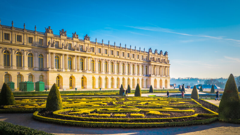 spectacular facade of the palace versailles