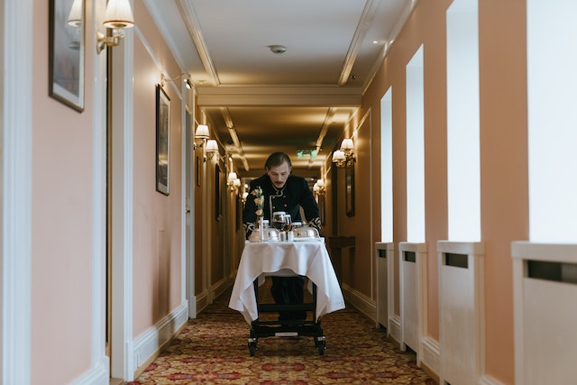 room service waiter bringing the food