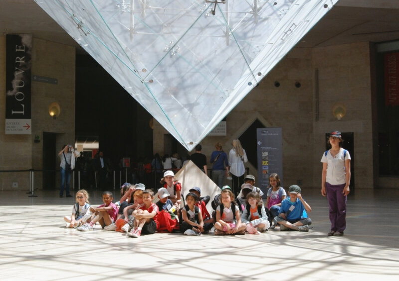 Children inside the Louvre Museum